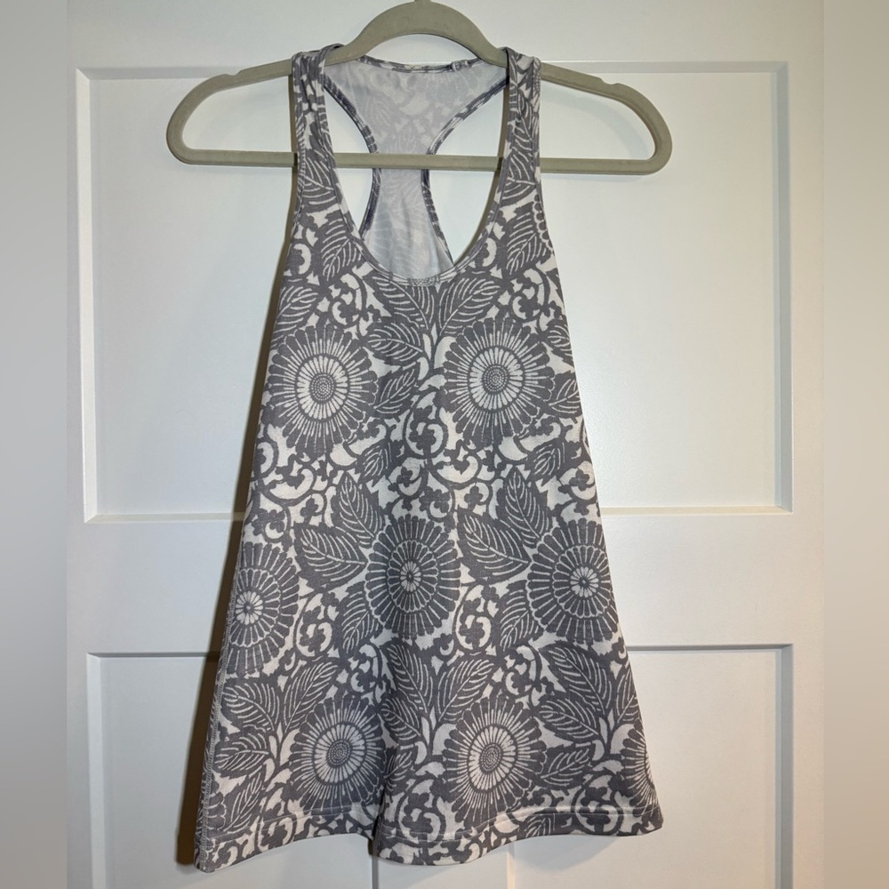 Lululemon Athletica Gray Floral Tank Top